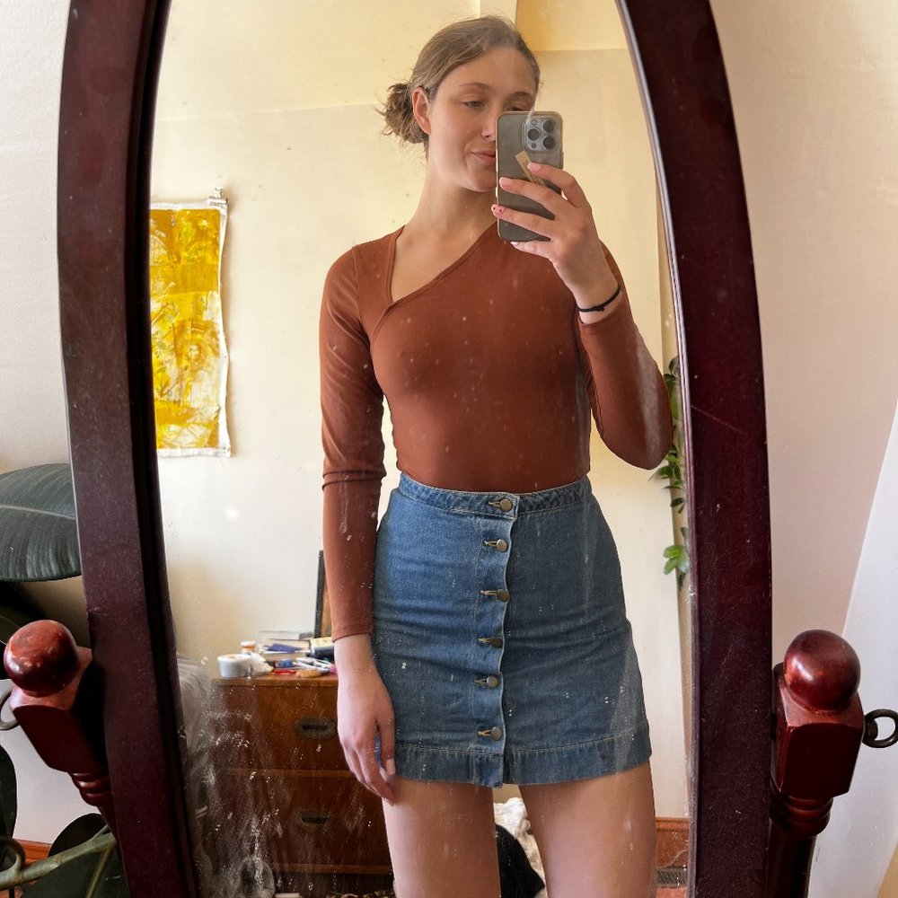 American Apparel Jean Button Skirt